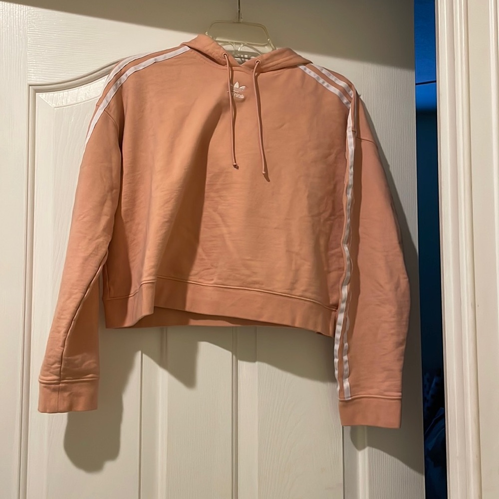 Cropped Pink Adidas Hoodie- Size Medium